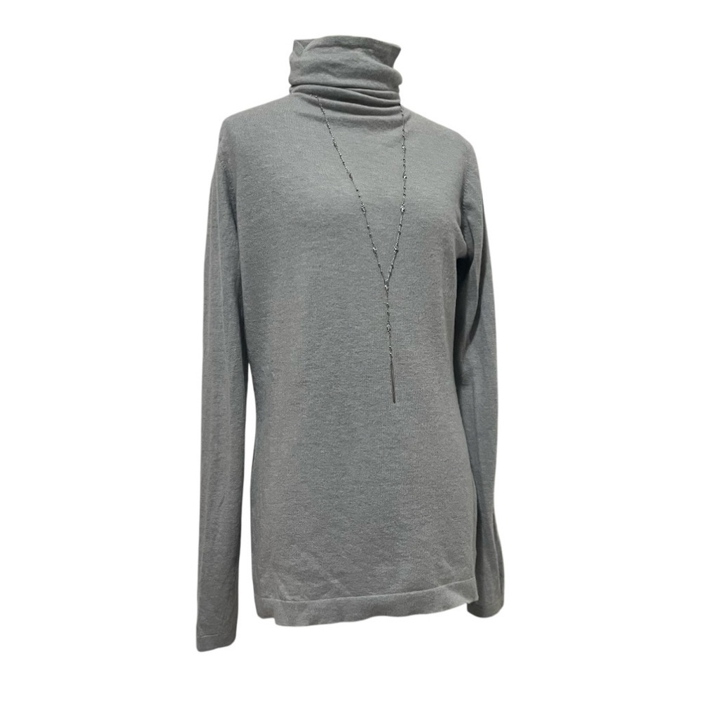 Kinross 100% Cashmere Gray Long Sleeve Slouch Turtle Neck Sweater Size M
